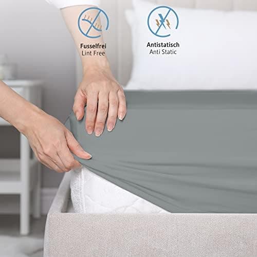Komfortec Spannbettlaken 90x200 cm Jersey-Baumwolle – OEKO-TEX® Standard 100, Rundumgummizug für perfekte Passform, Weiß
