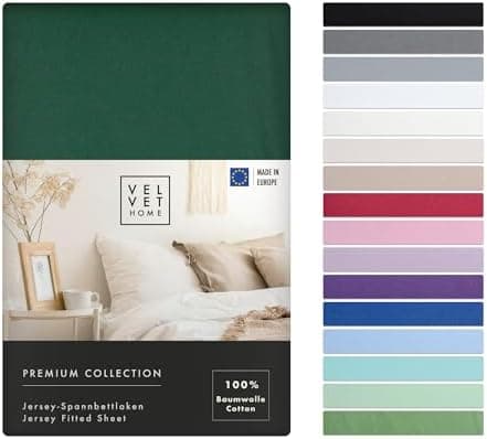 VelvetHome Spannbettlaken 120 x 200 cm – 100% gekämmte Baumwolle (Jersey), passend für Matratzen bis 25 cm