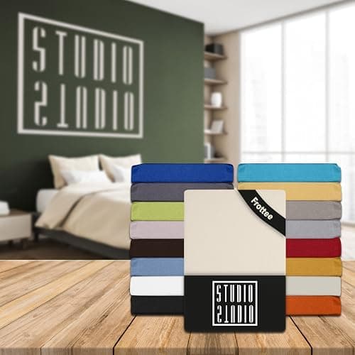 STUDIO Basic Frottee-Spannbettlaken 90 x 200 cm – weiches 80% Baumwolle/20% Polyester, elastisch & bügelfrei, OEKO-TEX f