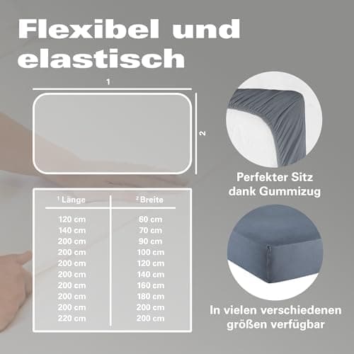 BaSaTex Bio-Jersey Spannbettlaken 120x200 cm – 100% Bio-Baumwolle, GOTS-zertifiziert – Taupe