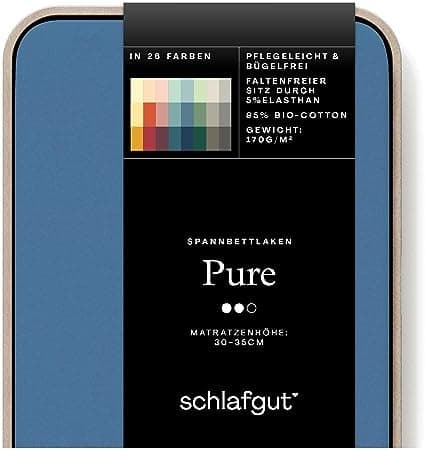 Schlafgut Pure Spannbettlaken 90x200 bis 100x220 cm – 95% Bio-Baumwolle & 5% Elasthan, Oeko-TEX zertifiziert – passend f