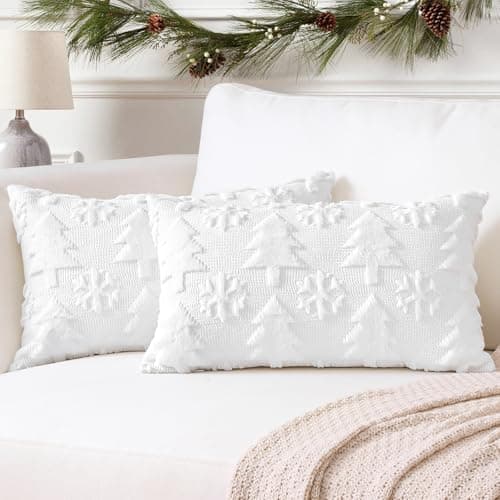 Artscope 2er-Set Kissenbezüge (40x40 cm) – weicher Kurzplüsch Wollsamt, Schneeflocke Creme Beige