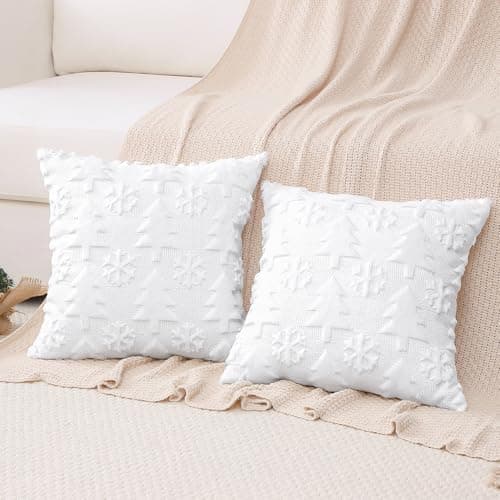 Artscope 2er-Set Kissenbezüge (40x40 cm) – weicher Kurzplüsch Wollsamt, Schneeflocke Creme Beige