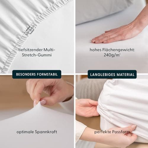 Spannbettlaken Deluxe Hotelqualität – 100% Baumwoll-Jersey, 240 g/m² – 180–200 x 200–220 cm