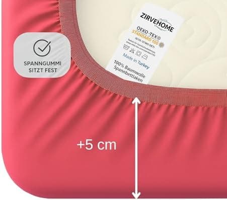 Spannbettlaken 120x200 cm – Jersey 100% Baumwolle – für Matratzen bis 25 cm Höhe