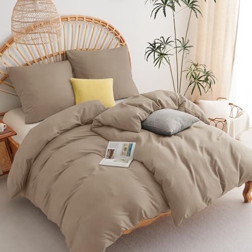 WAVVE Bettwäsche 135x200 – 4‑teiliges Mikrofaser‑Set Anthrazit (inkl. 2×80×80 cm Kissenbezüge) mit Reißverschluss, OEKO‑