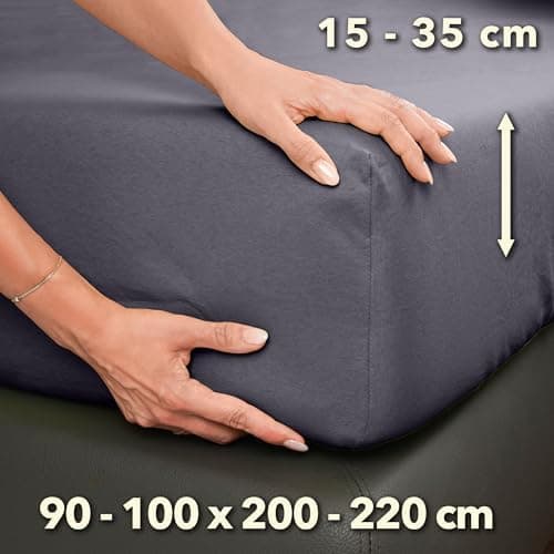 STUDIO Spannbettlaken Jersey – 97 % Baumwolle / 3 % Elastan – 120×200 / 120×220 / 130×200 / 130×220 cm, passend für Matr