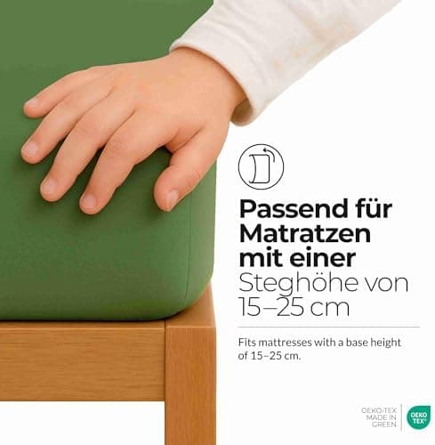 etérea Jersey-Spannbettlaken 80x200 cm Weiß – 100% Baumwolle, OEKO-TEX MADE IN GREEN & STANDARD 100