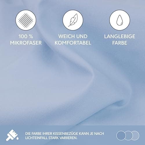 Dreamzie Kissenbezug 40x80 (2er Set) – Mikrofaser weich, OEKO-TEX STANDARD 100, Anthrazit mit Reißverschluss