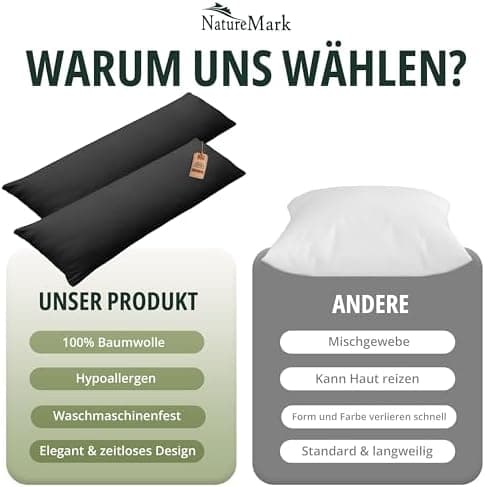 NatureMark Jersey Kissenbezüge – weich & atmungsaktiv, hautfreundlich – 40x40 cm, Anthrazit