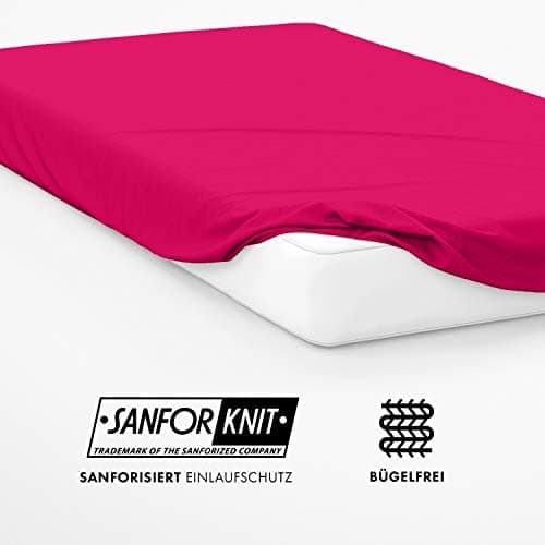 Jacobson Jersey-Spannbettlaken aus Baumwolle – OEKO-TEX STANDARD 100, 180x200–200x200 cm, Weiß