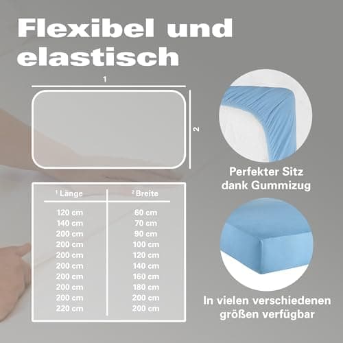 BaSaTex Bio-Jersey Spannbettlaken 120x200 cm – 100% Bio-Baumwolle, GOTS-zertifiziert – Taupe