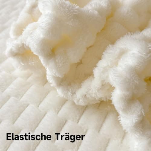 Frottee-Teddyfell Spannbettlaken – Warmes, weiches Winter-Spannbettlaken, 360° rundum elastisch inkl. Kissenbezug (90×20