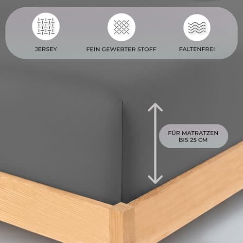 Buymax® Spannbettlaken 90 x 200 cm – 100% Baumwolle (Jersey) – für Matratzen bis 25 cm