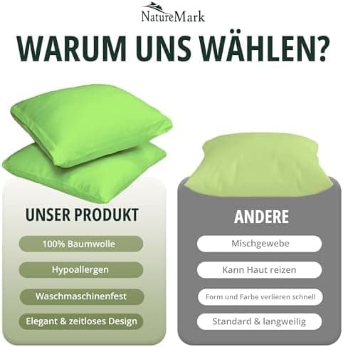 NatureMark Jersey Kissenbezüge – weich & atmungsaktiv, hautfreundlich – 40x40 cm, Anthrazit