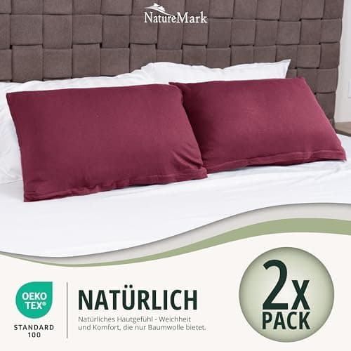 NatureMark Jersey Kissenbezüge – weich & atmungsaktiv, hautfreundlich – 40x40 cm, Anthrazit