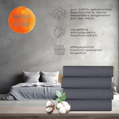 home4good Spannbettlaken 120x200 cm – Jersey 100% Baumwolle (OEKO-TEX STANDARD 100) – für Matratzenhöhe 15–25 cm, Weiß