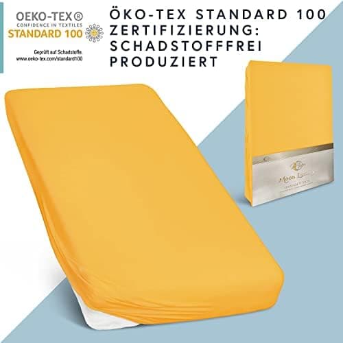 MOON-Luxury Spannbettlaken/Spannbetttuch Jersey-Stretch 230 g/m² OEKO-TEX – anthrazit, 90×200–100×220