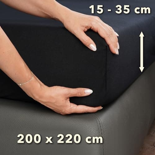 STUDIO Basic Spannbettlaken 200×220 cm – Jersey aus 100% gekämmter Baumwolle, elastisch & bügelfrei, passend für Matratz