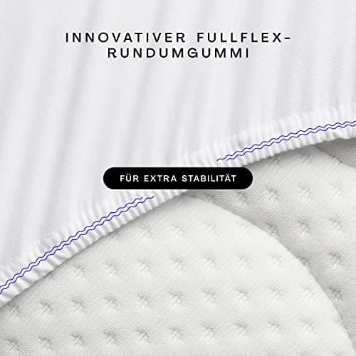 Schlafgut Pure Spannbettlaken 90x200 bis 100x220 cm – 95% Bio-Baumwolle & 5% Elasthan, Oeko-TEX zertifiziert – passend f