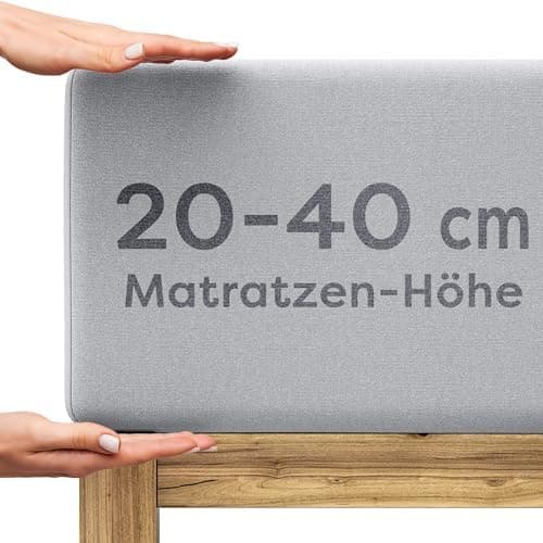 Wolkenfeld Spannbettlaken 180x200–200x220 cm | Premium Jersey-Baumwolle mit 5% Lycra | Für Matratzen bis 40 cm – Anthraz