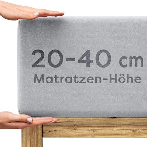 Wolkenfeld Spannbettlaken 180x200–200x220 cm | Premium Jersey-Baumwolle mit 5% Lycra | Für Matratzen bis 40 cm – Anthraz