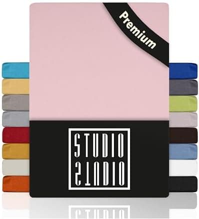 STUDIO Spannbettlaken Jersey – 97 % Baumwolle / 3 % Elastan – 120×200 / 120×220 / 130×200 / 130×220 cm, passend für Matr
