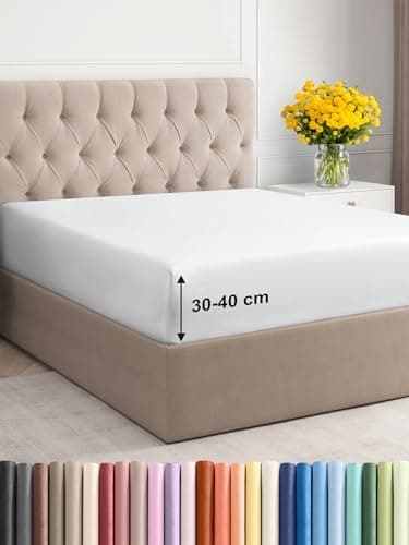 Spannbettlaken 180x200 cm – Extra tiefes Spannbetttuch bis 40 cm (16") – Weiche gebürstete Mikrofaser, knitterfrei & sch