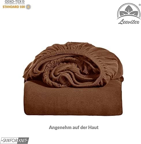 leevitex® Spannbettlaken 180x200–200x200 cm | 100% Jersey-Baumwolle | für Matratzen bis 25 cm
