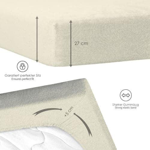 120x200 cm Jersey-Spannbettlaken – 100% Baumwolle, Weiß