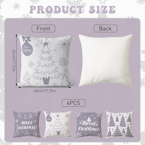 Aitsite 4er-Pack Weihnachts-Kissenbezüge 45 x 45 cm – Winterliche Dekoration für Sofa & Wohnzimmer