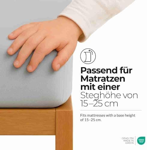 etérea Jersey-Spannbettlaken 80x200 cm Weiß – 100% Baumwolle, OEKO-TEX MADE IN GREEN & STANDARD 100