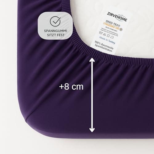 Spannbettlaken 120x200 cm – Jersey 100% Baumwolle – für Matratzen bis 25 cm Höhe
