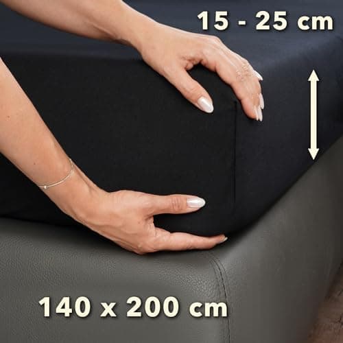 STUDIO Basic Spannbettlaken 200×220 cm – Jersey aus 100% gekämmter Baumwolle, elastisch & bügelfrei, passend für Matratz