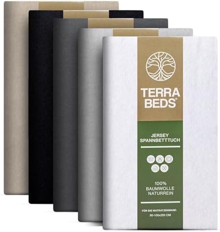 Premium Spannbettlaken 140x200–160x200 cm | 100% Baumwoll‑Jersey 160 g/m² | OEKO‑TEX MADE IN GREEN | 10 Farben