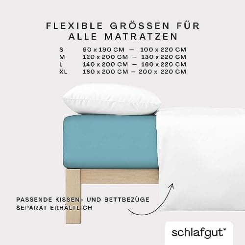 Schlafgut Pure Spannbettlaken 90x200 bis 100x220 cm – 95% Bio-Baumwolle & 5% Elasthan, Oeko-TEX zertifiziert – passend f
