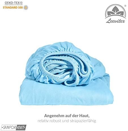 leevitex® Spannbettlaken 180x200–200x200 cm | 100% Jersey-Baumwolle | für Matratzen bis 25 cm