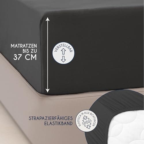 Dreamzie Topper-Spannbettlaken 180×200–200×200 cm – Jersey-Baumwolle 150 g/m², OEKO‑TEX STANDARD 100, extra niedrige Sei