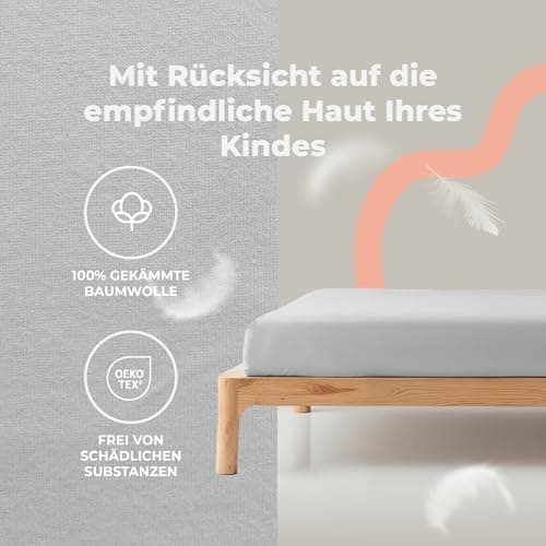 Soft Dream Spannbettlaken 90x200 cm Dunkelgrau – 100% gekämmte Baumwolle Jersey – für Kinder- & Juniorbett