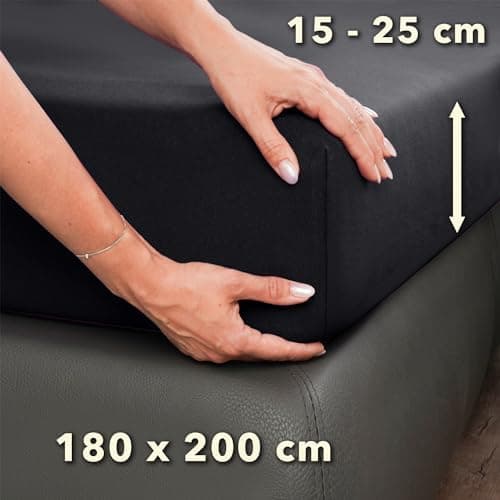 STUDIO Basic Spannbettlaken 200×220 cm – Jersey aus 100% gekämmter Baumwolle, elastisch & bügelfrei, passend für Matratz