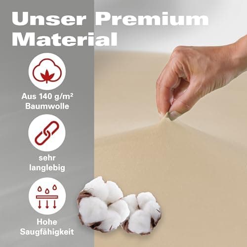 BaSaTex Bio-Jersey Spannbettlaken 120x200 cm – 100% Bio-Baumwolle, GOTS-zertifiziert – Taupe