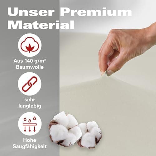 BaSaTex Bio-Jersey Spannbettlaken 120x200 cm – 100% Bio-Baumwolle, GOTS-zertifiziert – Taupe