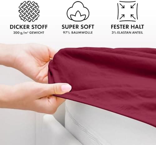 Jacobson Premium Spannbettlaken – Jersey-Baumwolle 200 g/m² mit Elasthan, 180x200–200x200 cm