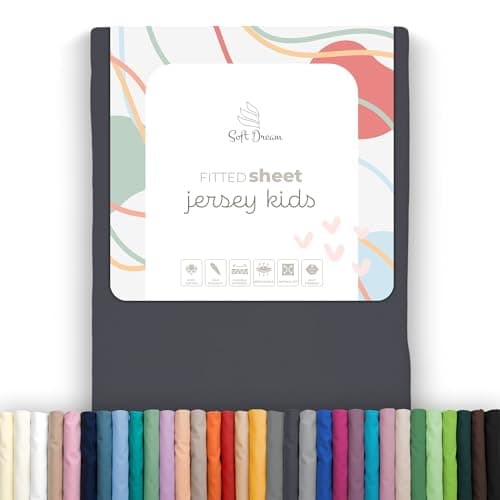 Soft Dream Spannbettlaken 90x200 cm Dunkelgrau – 100% gekämmte Baumwolle Jersey – für Kinder- & Juniorbett