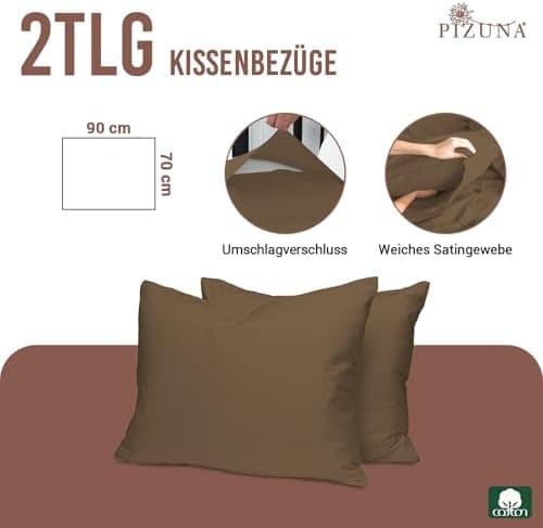 Pizuna Kissenbezüge 2er-Pack 40 x 80 cm Dunkelblau – 100% Langstapel-Baumwolle, 400 Fadenzahl