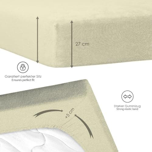 120x200 cm Jersey-Spannbettlaken – 100% Baumwolle, Weiß
