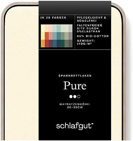 Schlafgut Pure Spannbettlaken 90x200 bis 100x220 cm – 95% Bio-Baumwolle & 5% Elasthan, Oeko-TEX zertifiziert – passend f