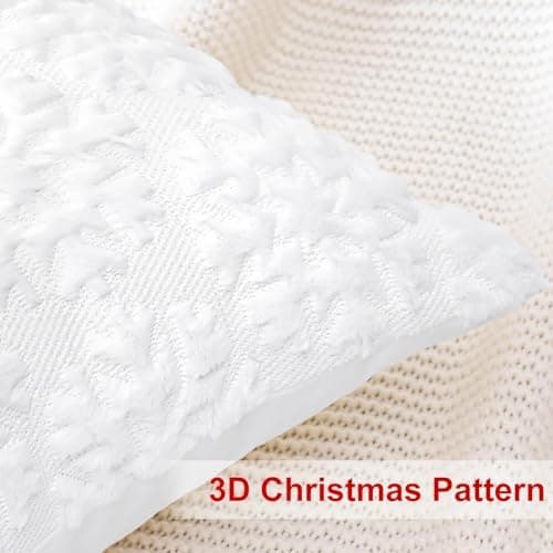 Artscope 2er-Set Kissenbezüge (40x40 cm) – weicher Kurzplüsch Wollsamt, Schneeflocke Creme Beige