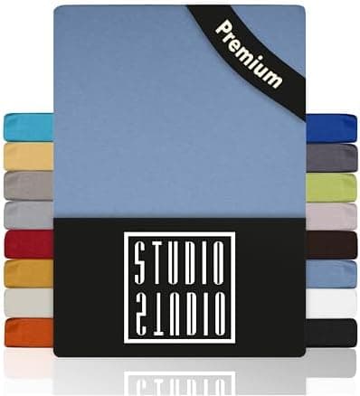 STUDIO Spannbettlaken Jersey – 97 % Baumwolle / 3 % Elastan – 120×200 / 120×220 / 130×200 / 130×220 cm, passend für Matr