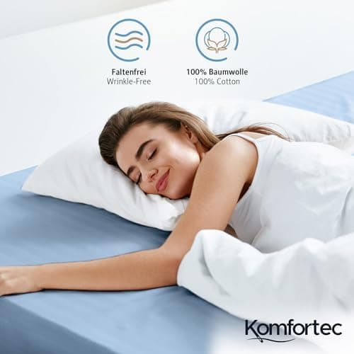 Komfortec Spannbettlaken 90x200 cm Jersey-Baumwolle – OEKO-TEX® Standard 100, Rundumgummizug für perfekte Passform, Weiß
